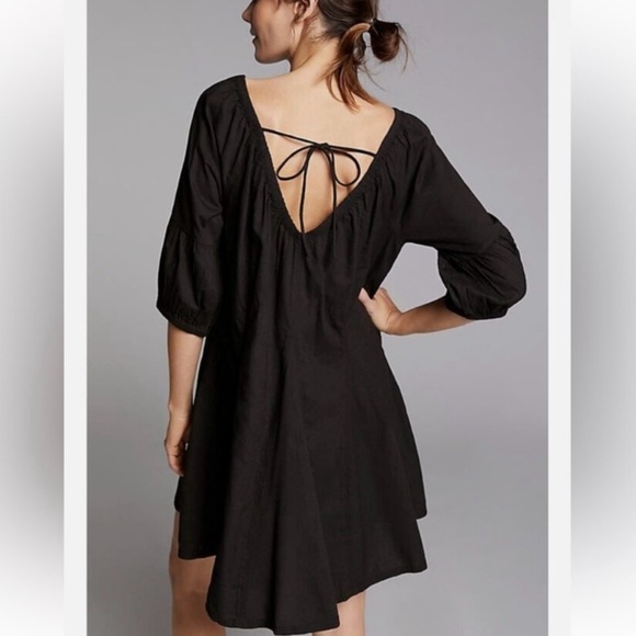 Daily Practice Anthropologie Black Comfy Mini Dress Balloon Sleeve Medium - Picture 9 of 9